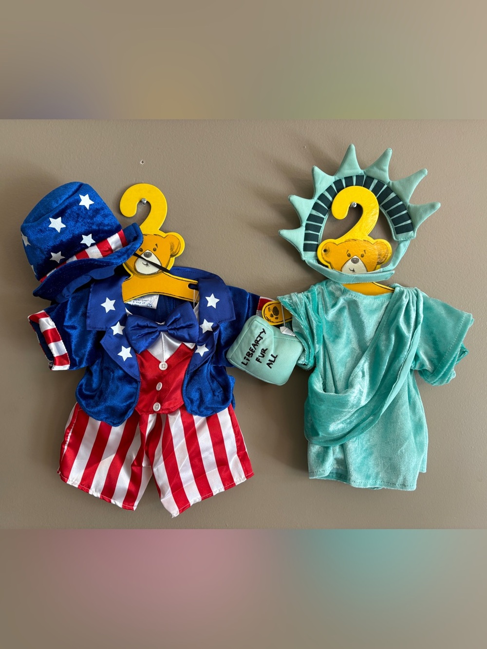 NWOT Build-A-Bear Workshop Uncle Sam and Statue of Liberty Costumes